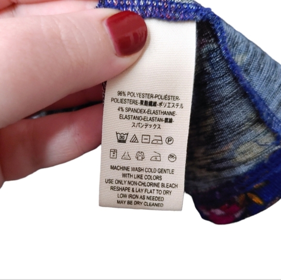 Free People Dock Street Blue Floral Ruffled Top Women's Size Medium M - Picture 9 of 11